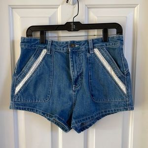 Free people Jean with lace trim shorts.